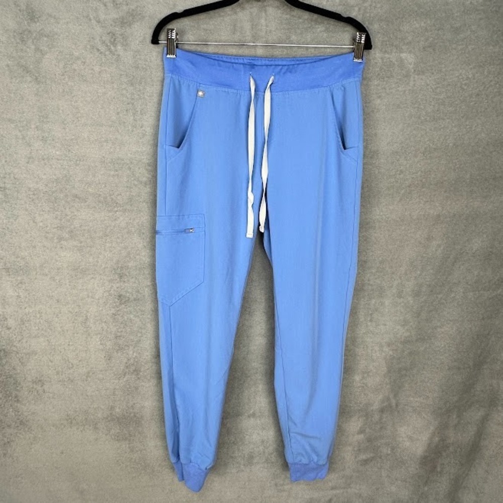 Figs Zamora Jogger Scrub Pants Womens Small Blue Pockets Medical Hospital